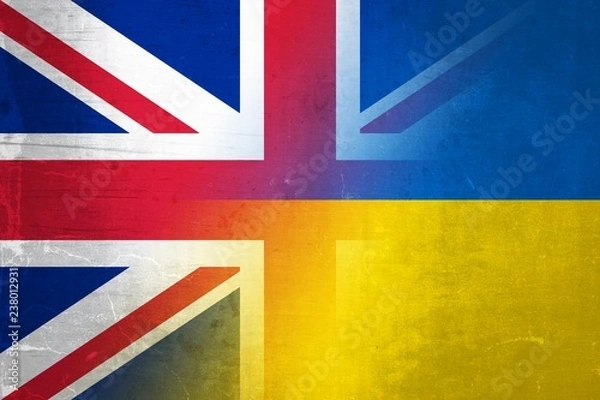 Obraz UK and Ukraine grunge flag mix