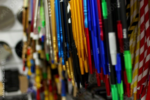 Fototapeta Hookah hose with varied designs and sizes