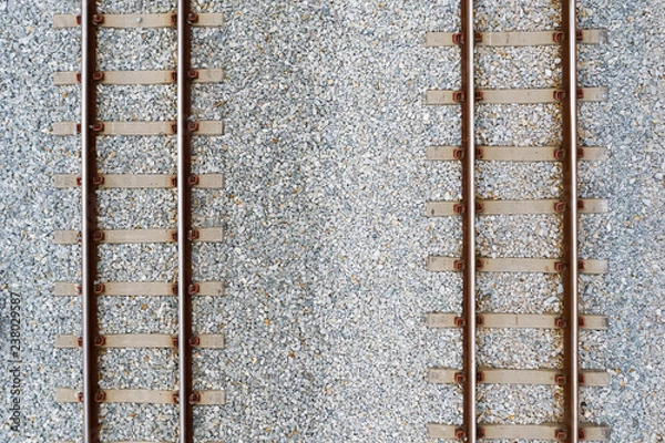 Obraz Top view of railroad tracks and abstract background