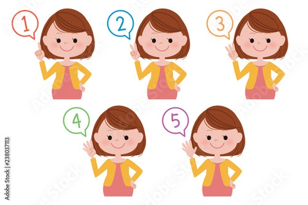 Fototapeta 数を数える妊婦さんのイラストセット
