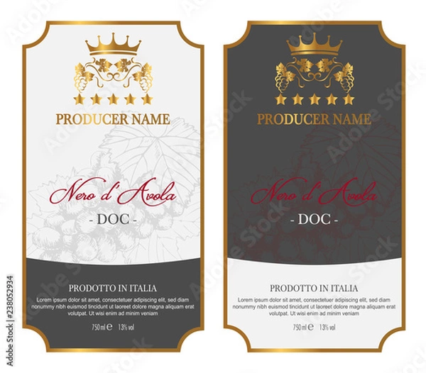 Obraz Zestaw etykiety wina Five Stars