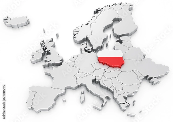 Obraz Poland on a Euro map