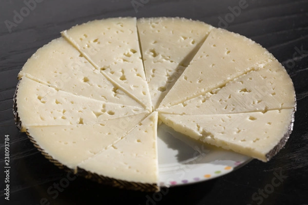 Obraz Cured cheese dish, Manchego type, Spain