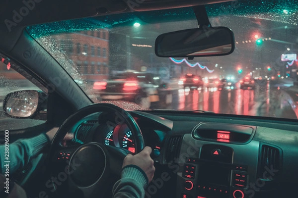 Obraz driving a car at night