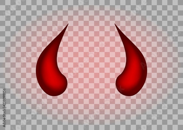 Fototapeta Realistic red devil horns set. Isolated on transparent background. Vector illustration, eps 10.