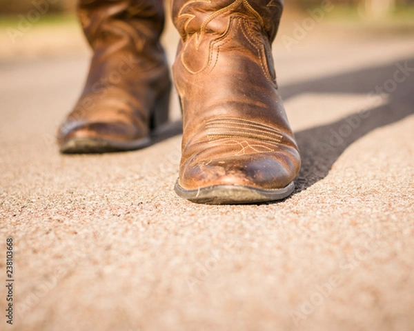 Fototapeta Toe of a Cowboy Boot, Walking Forward