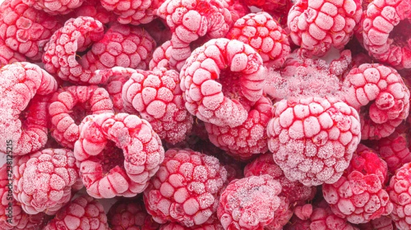 Obraz frozen raspberries isolated on white