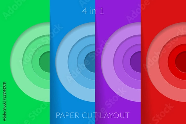 Obraz Paper cut abstract circle shape.Four in one set.