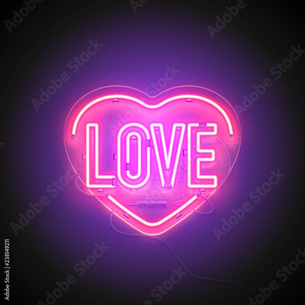 Fototapeta neon signboard heart love