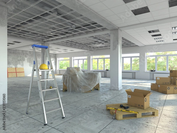 Fototapeta 3D rendering premises under repair