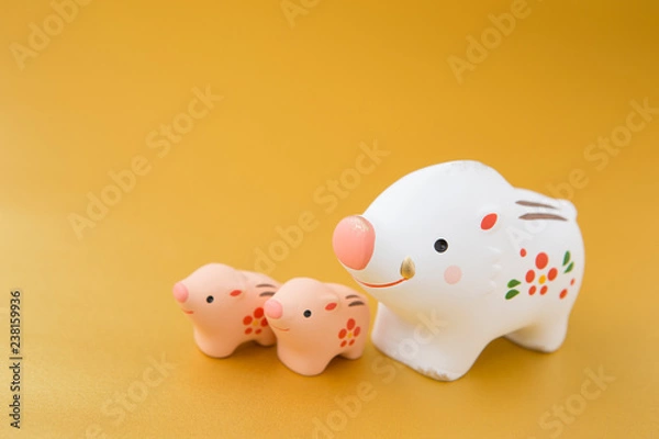 Fototapeta イノシシの年賀素材