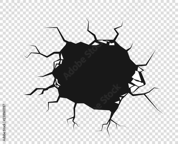 Fototapeta Cracks. The Destruction, The Abyss. Just changing color. Vector decorative element on isolated transparent background.