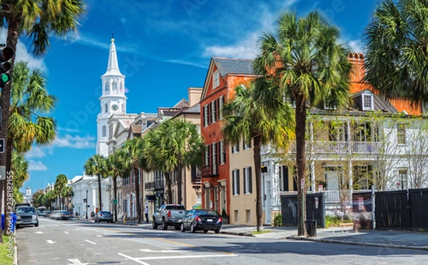 Fototapeta St. Michaels Church i Broad St. w Charleston, SC