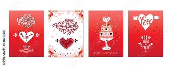 Fototapeta Valentines day vector card set