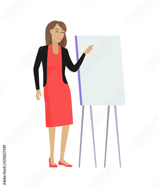Fototapeta Smiling Woman and Presentation Vector Illustration