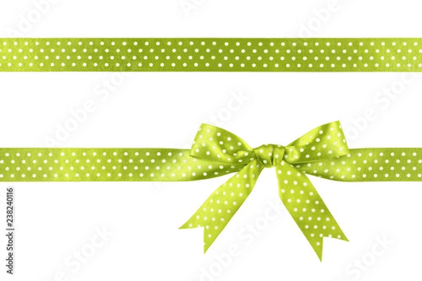 Obraz Green ribbon bow isolated on white background
