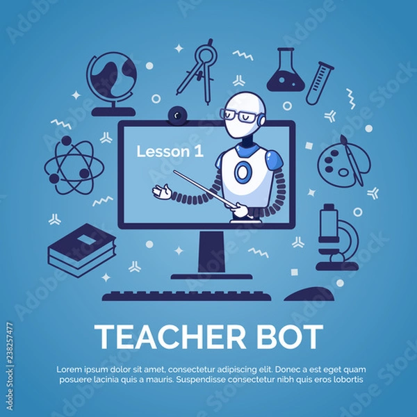 Fototapeta Artificial Intelligence. Teacher bot concept
