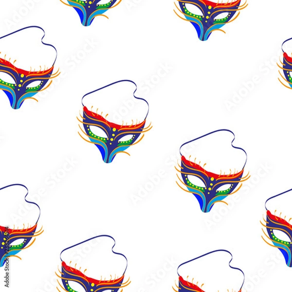 Fototapeta Seamless pattern for the holiday Mardi Gras, with the image of carnival masks, vector illustration