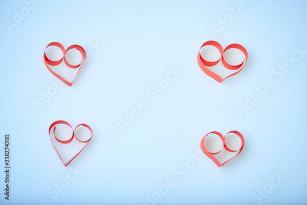 Obraz Valentine's Day theme with composition of red paper hearts for cards and backgrounds