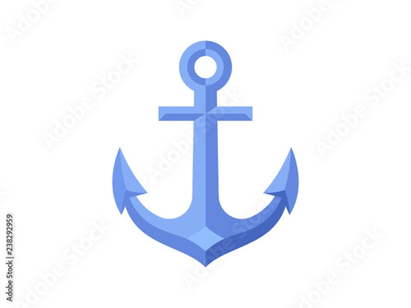 Obraz Nautical anchor icon isolated on white background. Flat design. Vector illustration