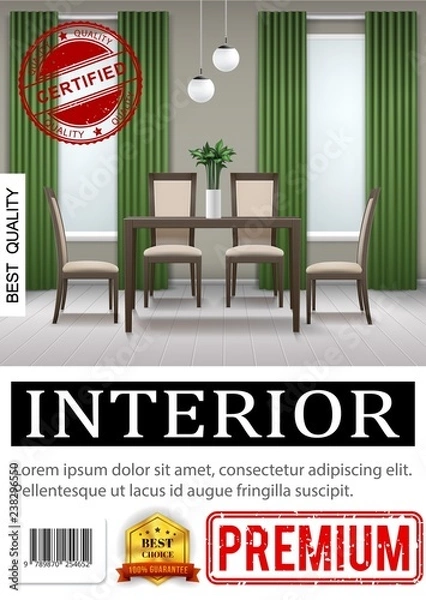 Fototapeta Realistic Classic Home Interior Poster