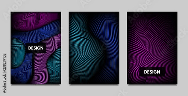 Obraz Fluid Metallic Shapes Abstraction. Covers with Trendy Vibrant Gradient and Movement Effect. Abstract Wavy Geometry. Vector Templates with Distortion of Lines. Fluid Shapes for Business Presentation.