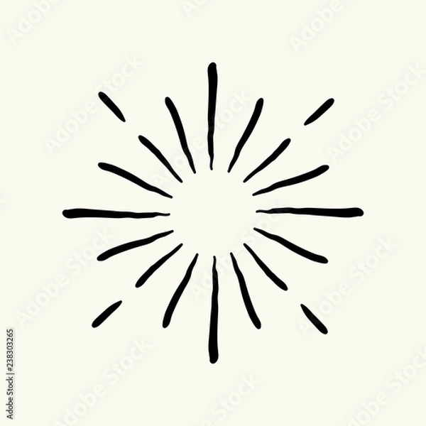 Obraz Vector hand drawn geometric radial line sunburst, the rays of the sun or the stars Shine, flash. Fireworks retro, vintage style.