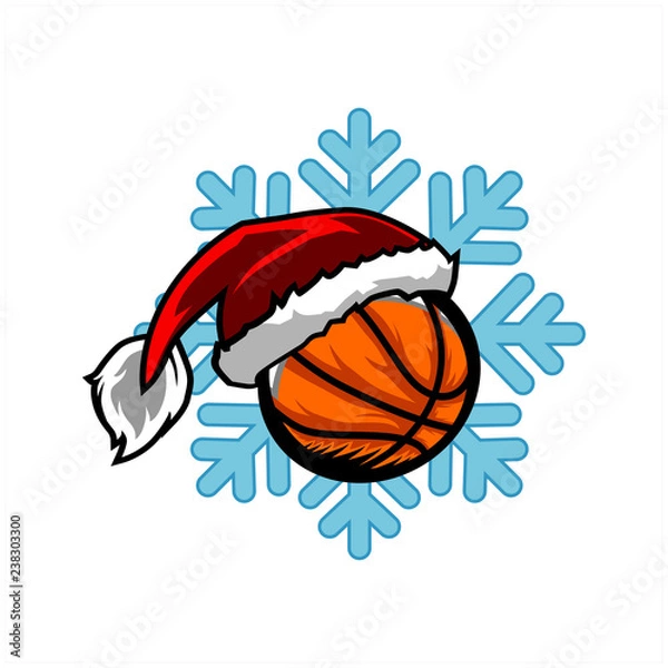 Obraz Basketball Santa Snow Flake Logo