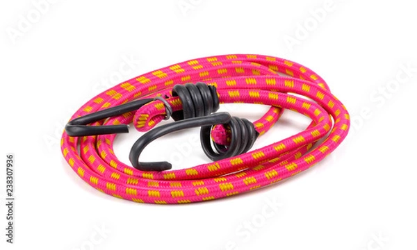 Fototapeta  braided nylon stretch cord on a white background