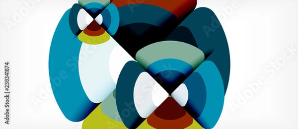 Fototapeta Circles and triangles geometric abstract background. Trendy abstract layout template for business or technology presentation or web brochure cover, wallpaper