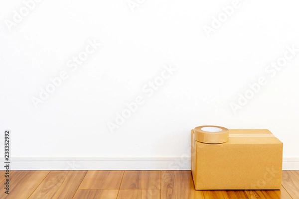 Fototapeta 新築住宅の部屋とダンボール箱