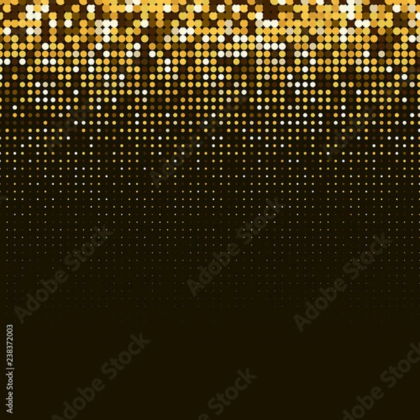 Fototapeta Vector abstract golden halftone pattern on black background. Gold luxury dotted design template