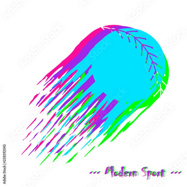 Fototapeta Modern style vector background with softball design and glitch effect.
