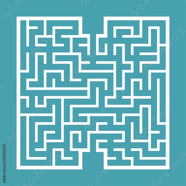 Fototapeta Abstract square maze. Game for kids. Puzzle for children. Find the right path. Labyrinth conundrum. Flat vector illustration isolated on color background.