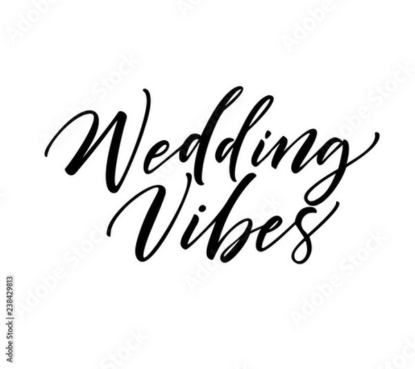 Obraz Wedding vibes card. Hand drawn brush style modern calligraphy. Vector illustration of handwritten lettering.