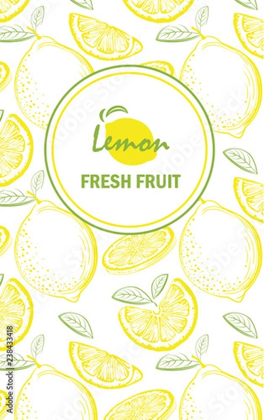 Fototapeta creative business brochure template with lemons, llustration