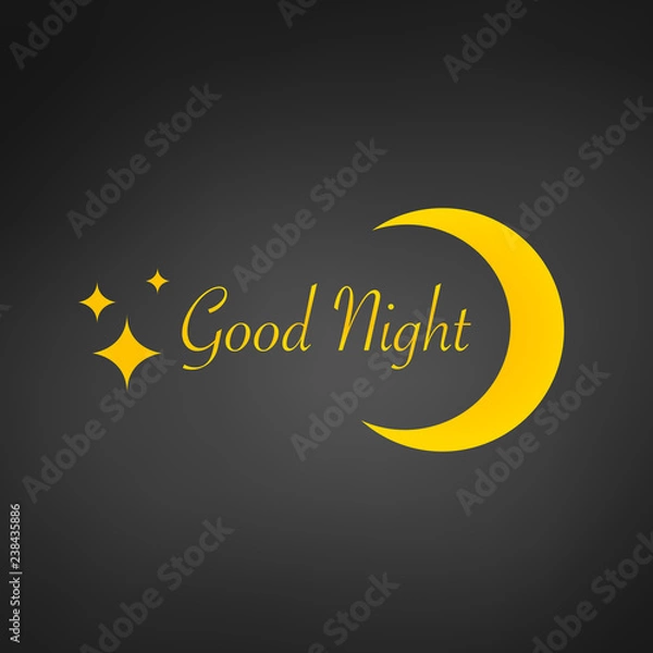 Obraz Sleep design background, zzz moon, good night sign and stars, vector illustration, isolated on black background