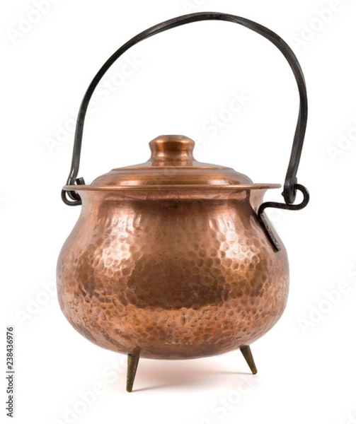 Obraz Bronze pot isolated on white background with handle