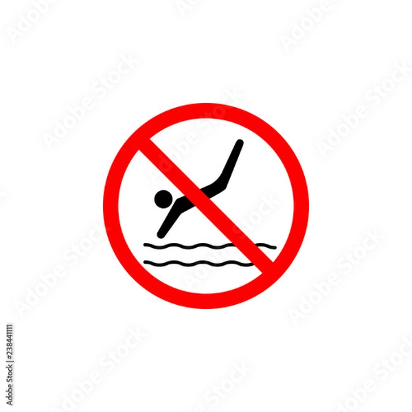 Fototapeta Forbidden swimming icon can be used for web, logo, mobile app, UI, UX