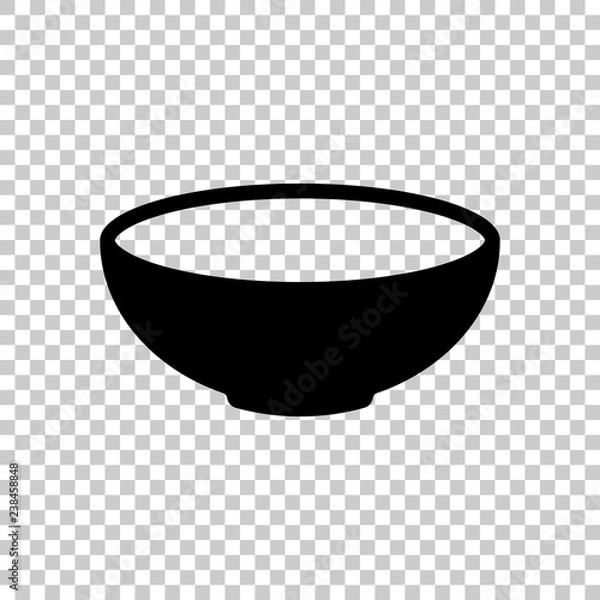 Fototapeta Ikona pustej miski. Znak kuchni. Czarny symbol na przezroczystym ba