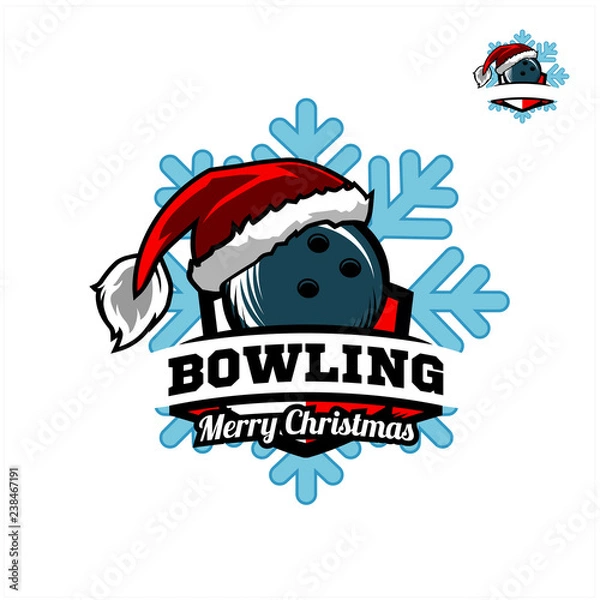 Obraz  Bowling Santa Snow Flake Logo 01