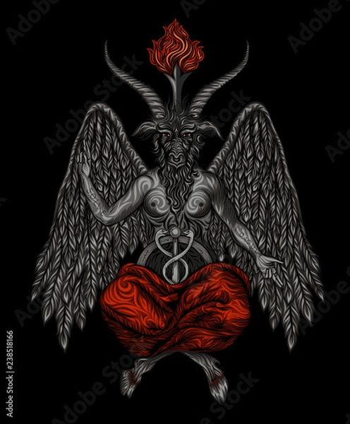 Obraz Vector demon bafomet on a black background.