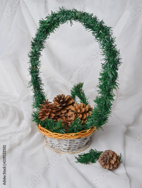 Obraz шишки в корзине