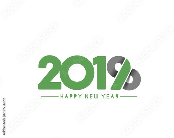 Fototapeta Happy New Year 2019 Text Design Patter, Vector illustration.