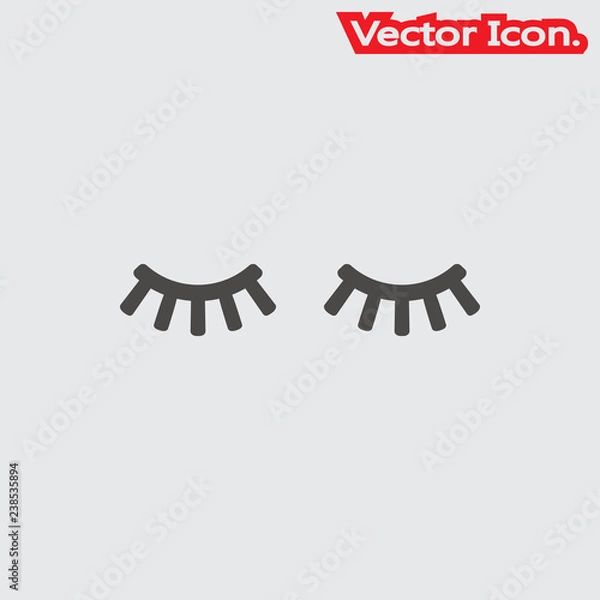 Fototapeta Sleeping eyes outline icon isolated sign symbol and flat style for app, web and digital design. Vector illustration.