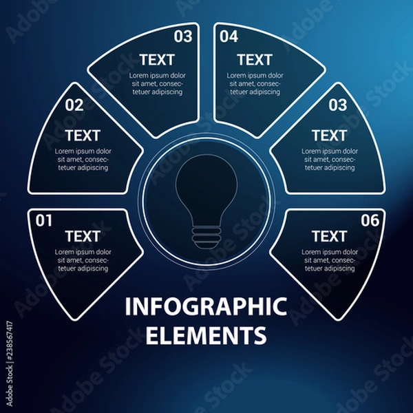 Fototapeta Infographic elements, diagram with six steps. Submission of information in stages.