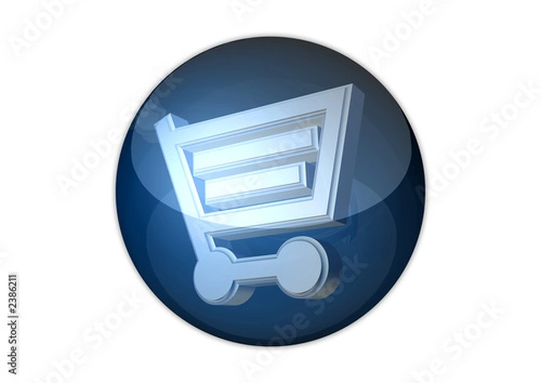 Fototapeta shopping cart 3d icon aqua button