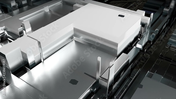 Fototapeta Circuit with glass closeup, 3d rendering background, computer generated content