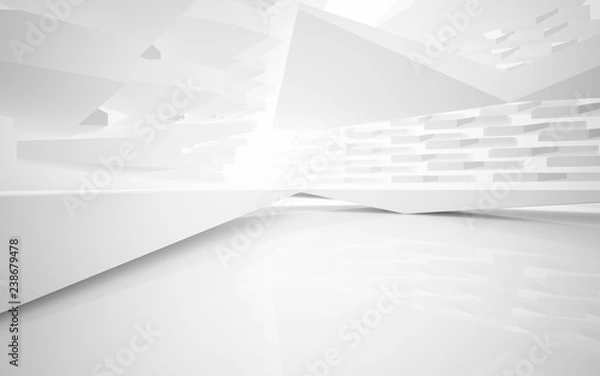 Fototapeta Abstract white interior of the future. 3D illustration and rendering