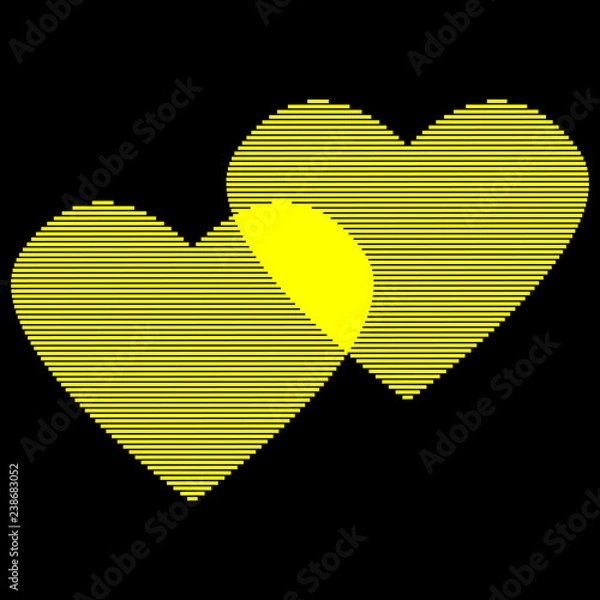 Obraz Two hearts gold lines on black sign 4.12
